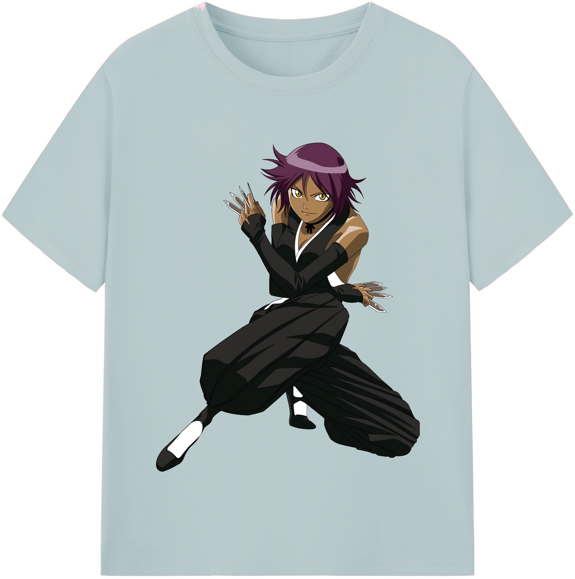 （画像用） ブリーチ 四楓院 夜一（しほういん よるいち） BLEACH Shihouin Yoruichi 綿100％半袖Tシャツ（フロントプリント）